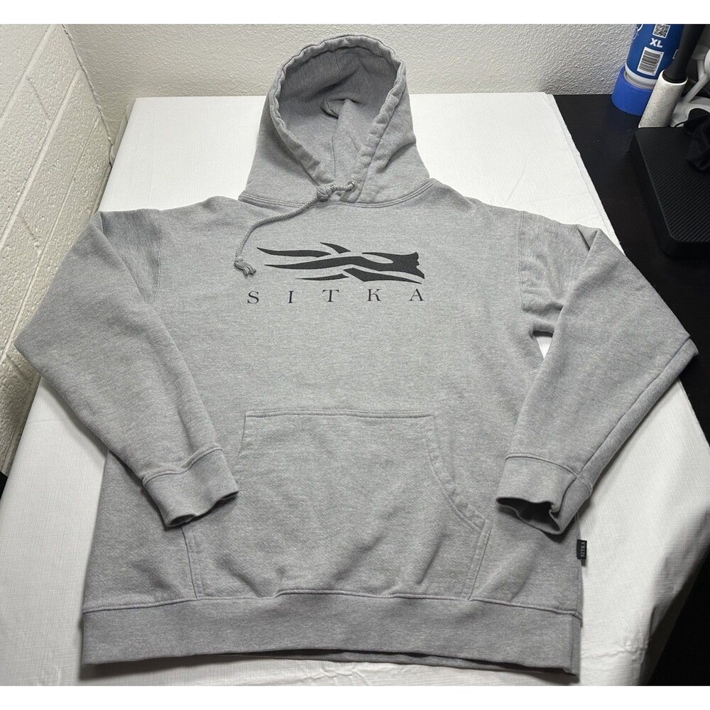Men's Sitka Icon Long Sleeve Pullover Hoodie Size Large Heather Grey